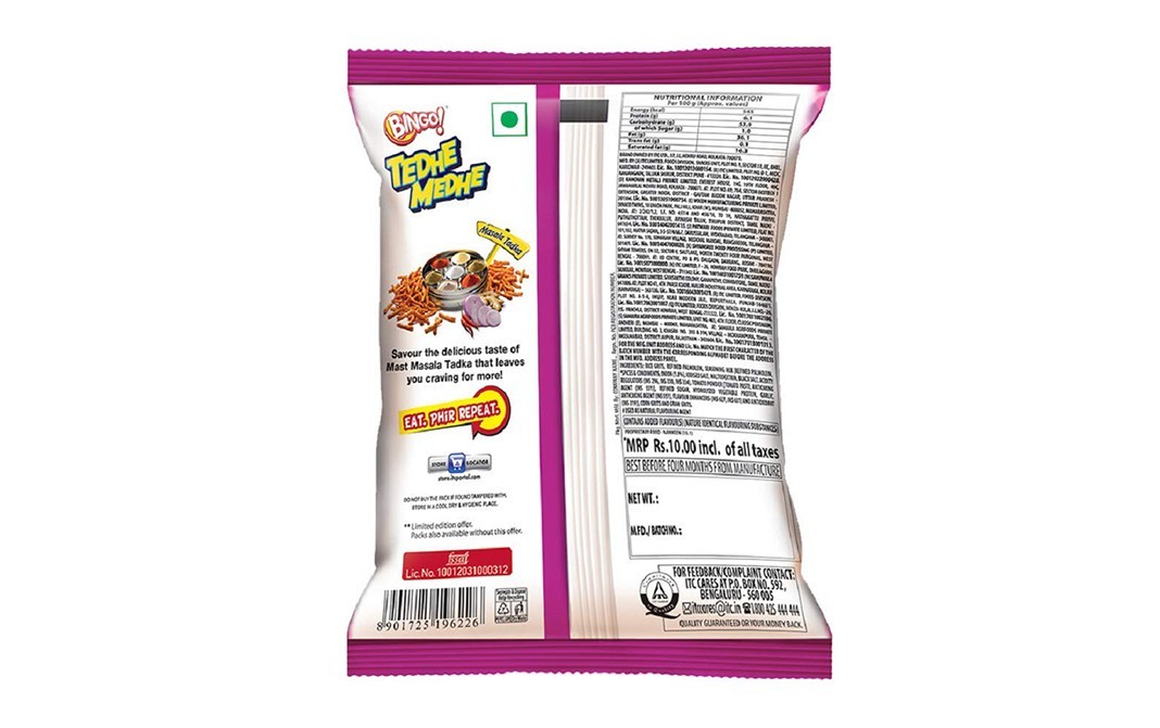 Bingo Tedhe Medhe Masala Tadka    Pack  50 grams